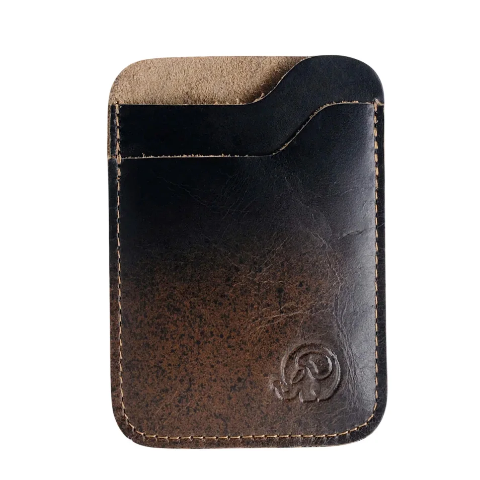 Schlankes Kartenetui aus Leder mit Vordertasche (9,8 x 7 cm) mit 2 Kartenfächern – minimalistisches Kartenetui aus echtem Leder für Karten