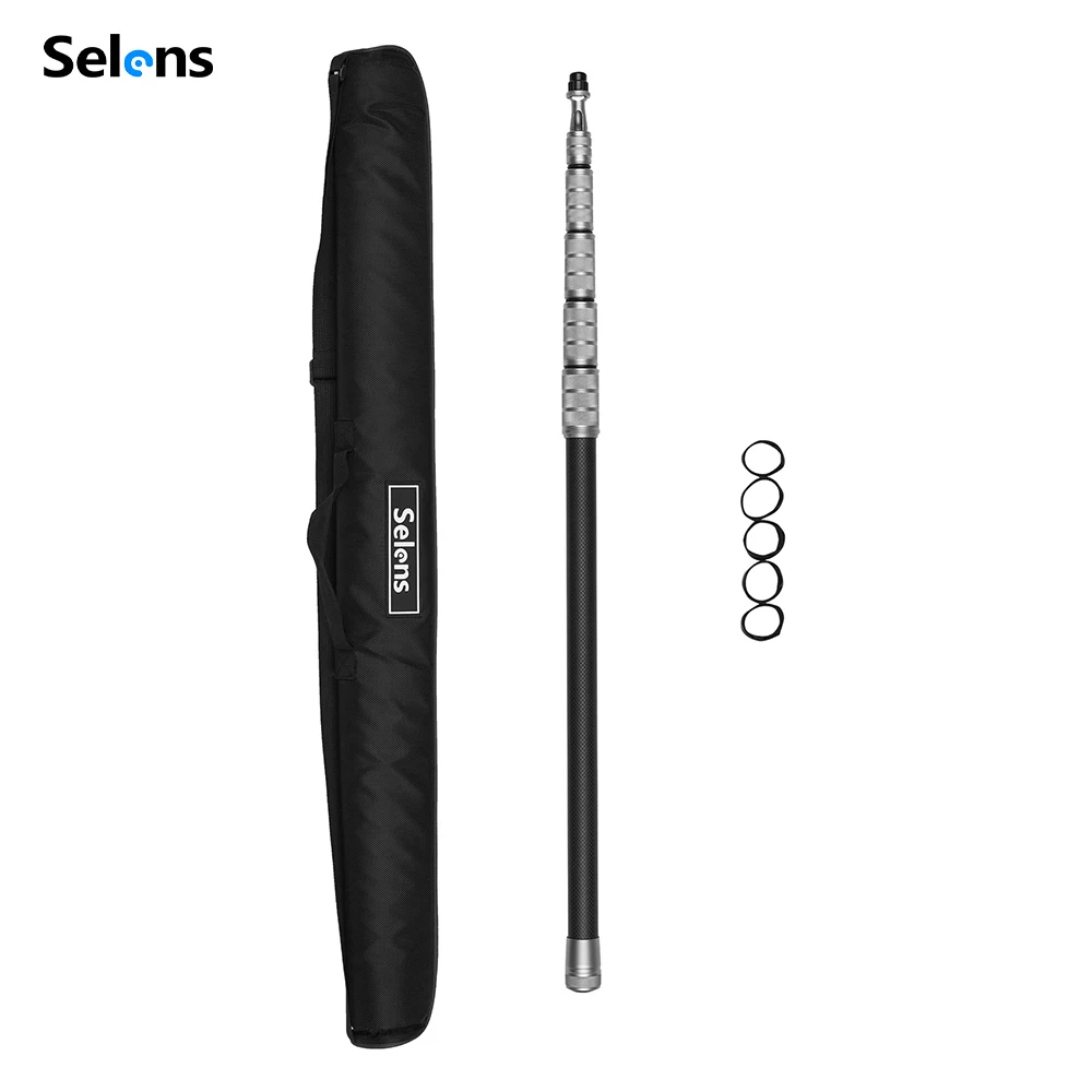 

Selens Mic Boom Pole Portable Microphone Boom Arm 5-Section Extendable Handheld Mic Arm Microphone Holder for Recording Video
