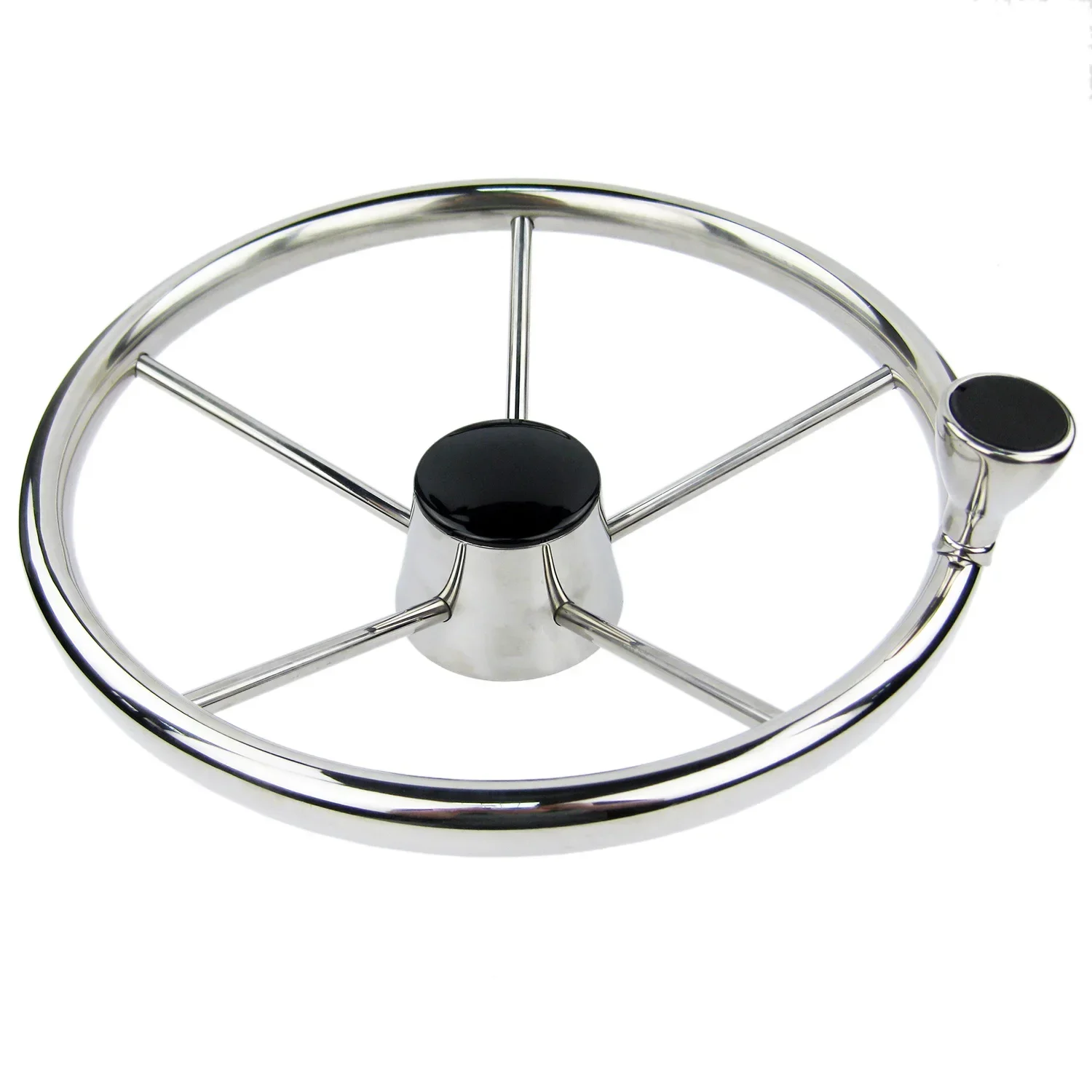 Boat Steering Wheel 5 Spoke With Knob 13.5 Inch Marine Wheeling Boat Parts