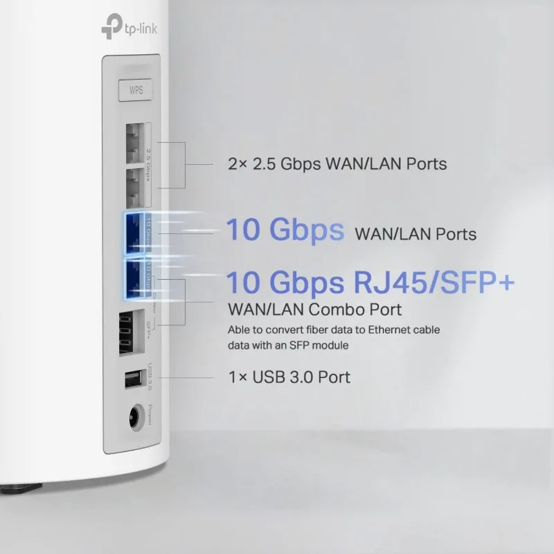 Sistema de malla para todo el hogar, dispositivo con WiFi de tres bandas 7 BE22000 (Deco BE85), 12-stream, 22 Gbps, 2 puertos de 10G + 2 puertos de 2,5G, con cable de retorno