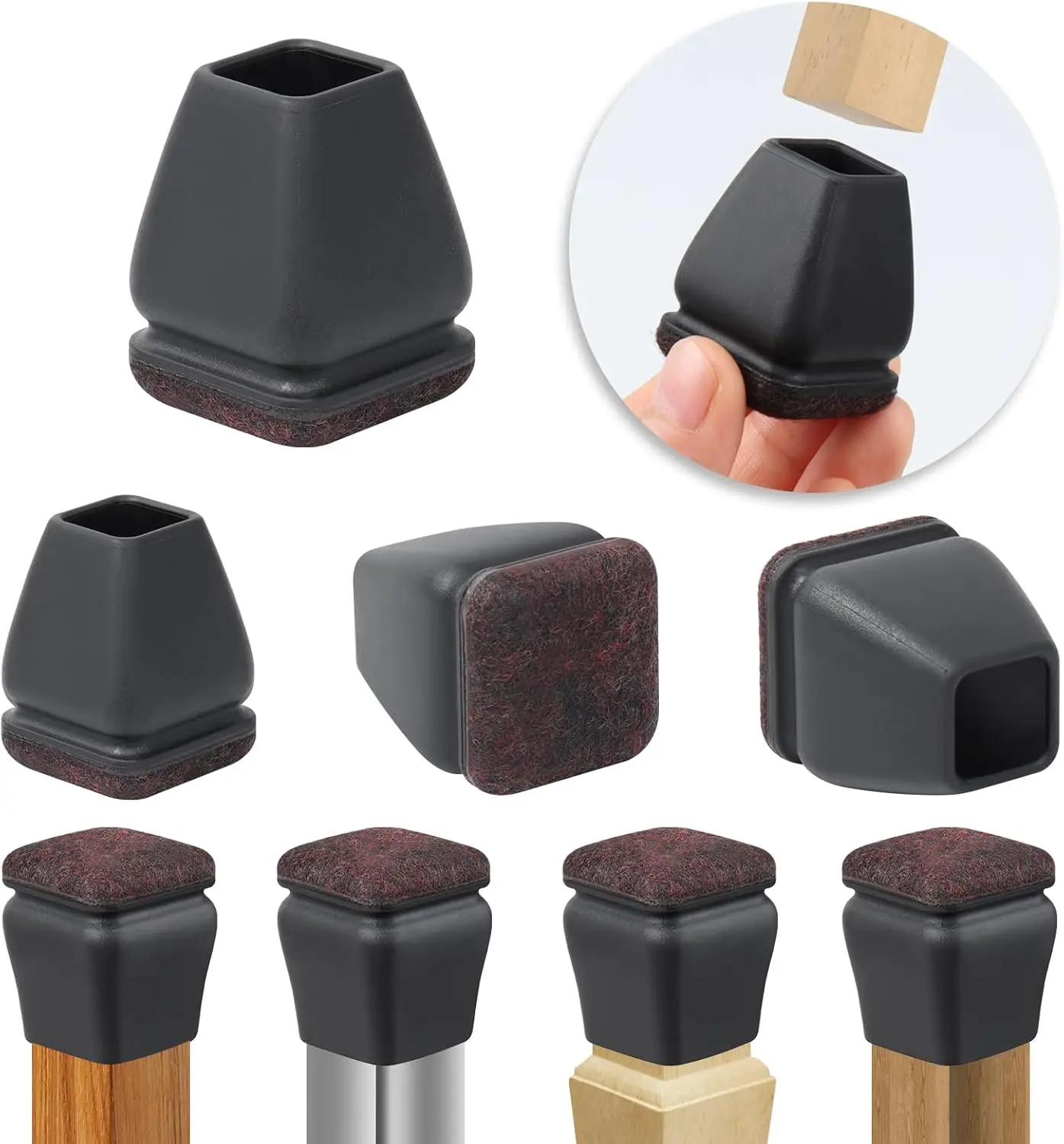 

Black Chair Leg Protectors Foot Cover Felt Pads Silicone Felt Furniture Pads CoversTable Feet For Hardwood Floor Protect Floors