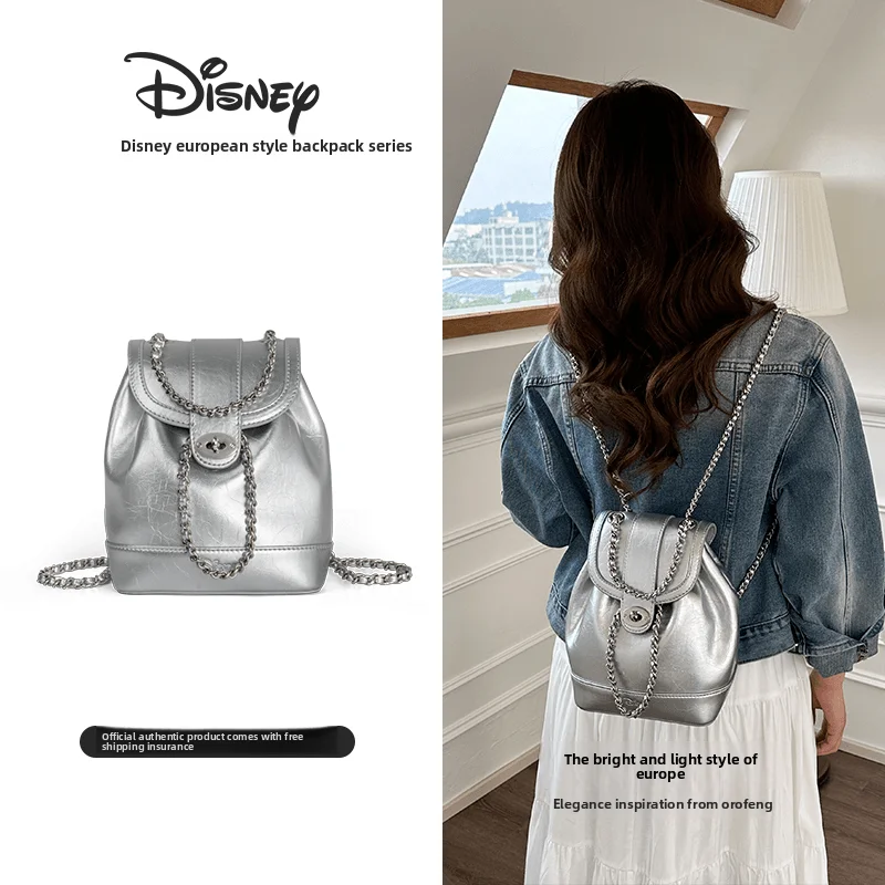 

Disney's "Little Fragrant Backpack" Women's Bag 2026 Women's Luxury Bag Designer's New Silver Chain Handbag