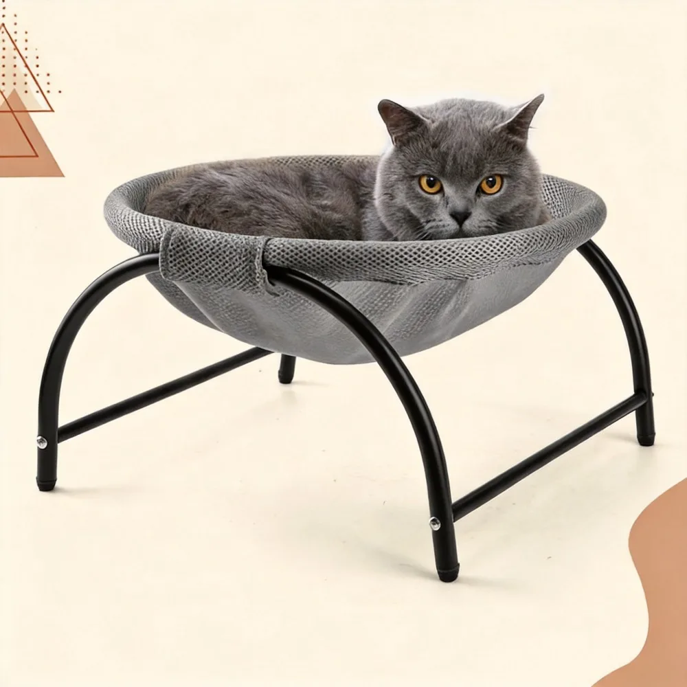 Lit hamac pour chat, surélevé, 44 cm, pour un sommeil confortable, avec cadre en acier allié, pour chats et petits chiens, lavable en machine