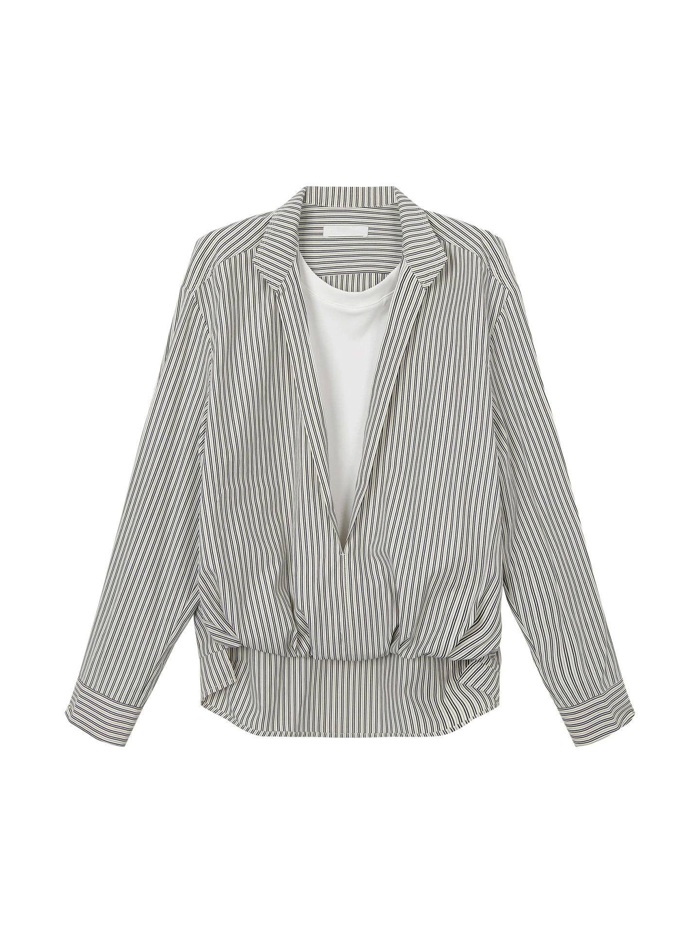 Striped irt Women's Faionable Inner Wear Long Sve Unique Super Beautiful Cotton Blend  Ne Mid-Length Commute Sle