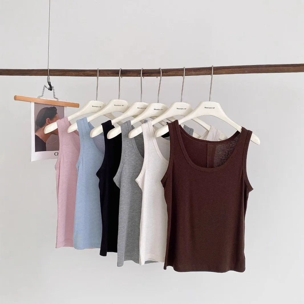 U Neck Camisole Top Slim Fit Casual with High Stretch Japanese Korean Casual Tank Top Regular Length Removable Straps for Women