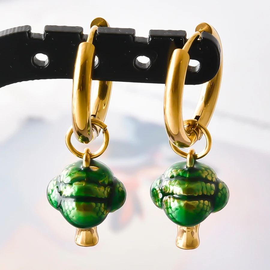 316 Edelstahl Stereoskopische Kawaii Enten-Erdbeer-Kirsch-Paprika Hängeohrringe für Damen und Herren Schmuck Piercing Geschenk – Detail 10
