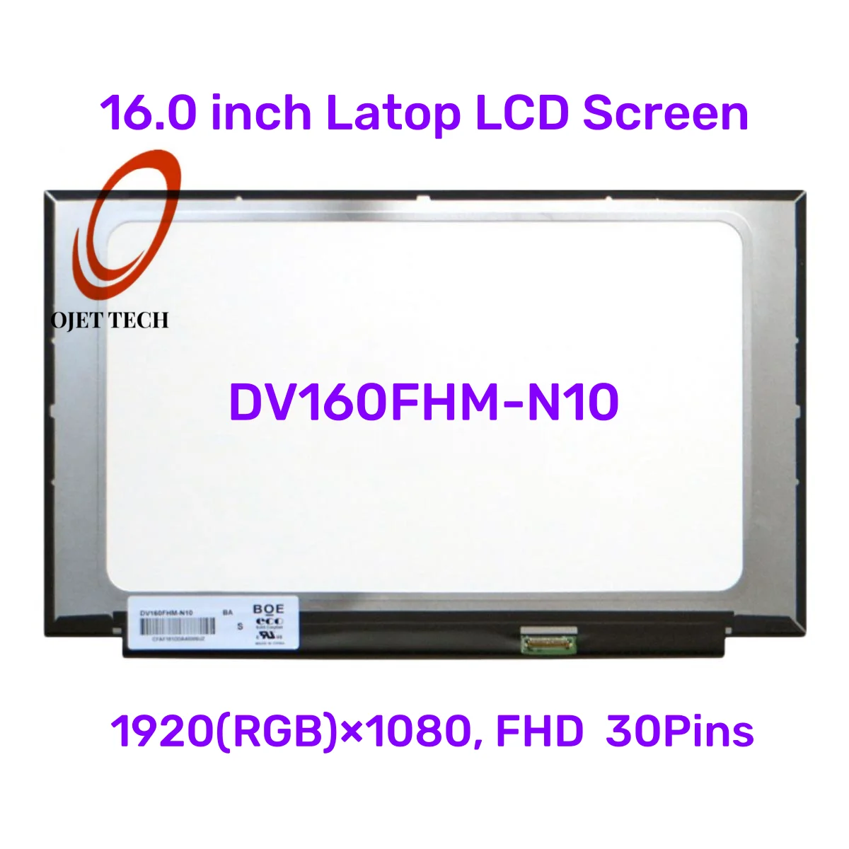 

16.0" Laptop LCD Screen DV160FHM-N10 Fit DV160FHM-N12 DV160FHM-N20 IPS FHD 1920x1080 Display Matrix Panel EDP 30 Pins