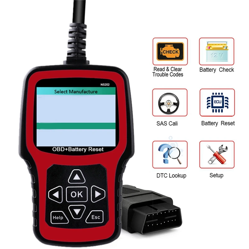 NS202 Battery Registration Tool+OBD/EOBD Diagnostic Supports 10 OBD/EOBD Test Modes For , BMW, MINI, BENZ, PORSCHE