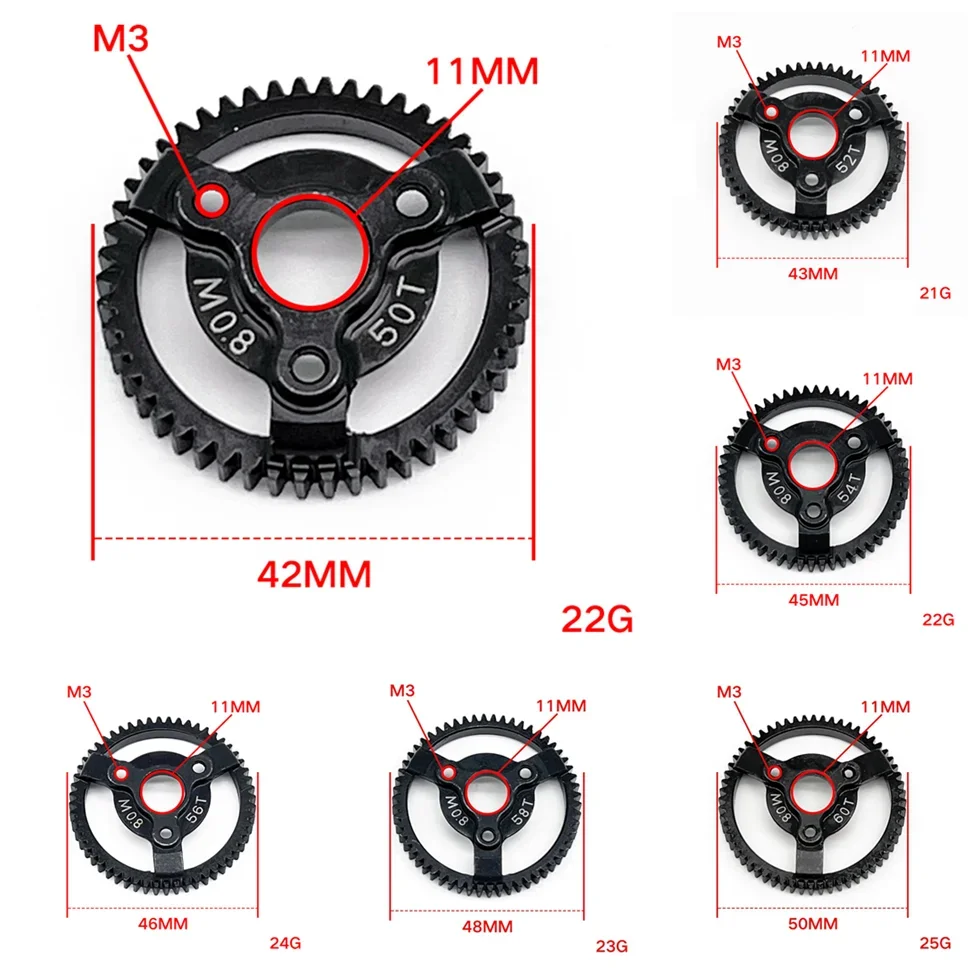 Hardened Steel 0.8M 32P Spur Gear 50T 52T 56T 60T for Traxxas Slash 2WD VXL Bandit Rustler Stampede Drag Slash Upgrade Parts