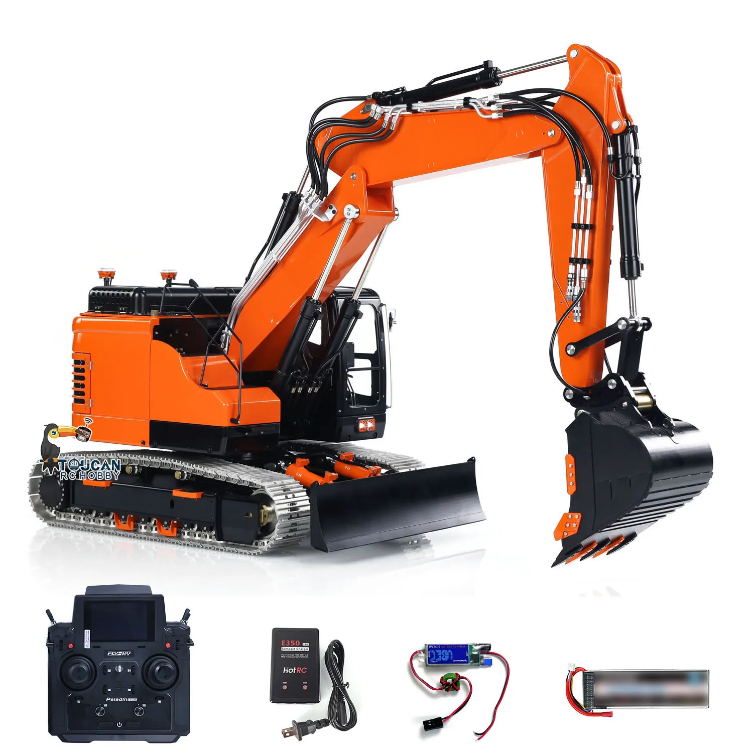 1/14 lesu aoue et26l metal hidráulico rc escavadeira rastreado rtr escavador pl18ev lite pintado montado luz som rc brinquedos modelo
