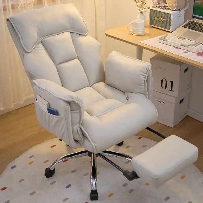 Massaggiatore regolabile Sedia da ufficio Ruote per piedi per ragazza grigia Sedia per computer di design Braccio rilassante Bianco Bureau Stoel Mobili per ufficio