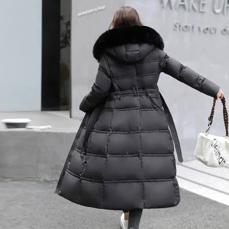 New Winter Jacket Parkas Women Fur Collar Down Cotton Jacket Hooded Long Parka Warm Female Cotton Padded Jacket Casual Outwear