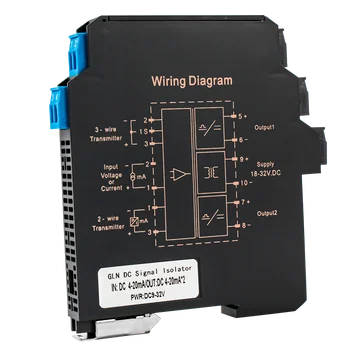 GLN ultra-thin type DC current voltage signal transmitter isolation 4-20mA input output signal converter