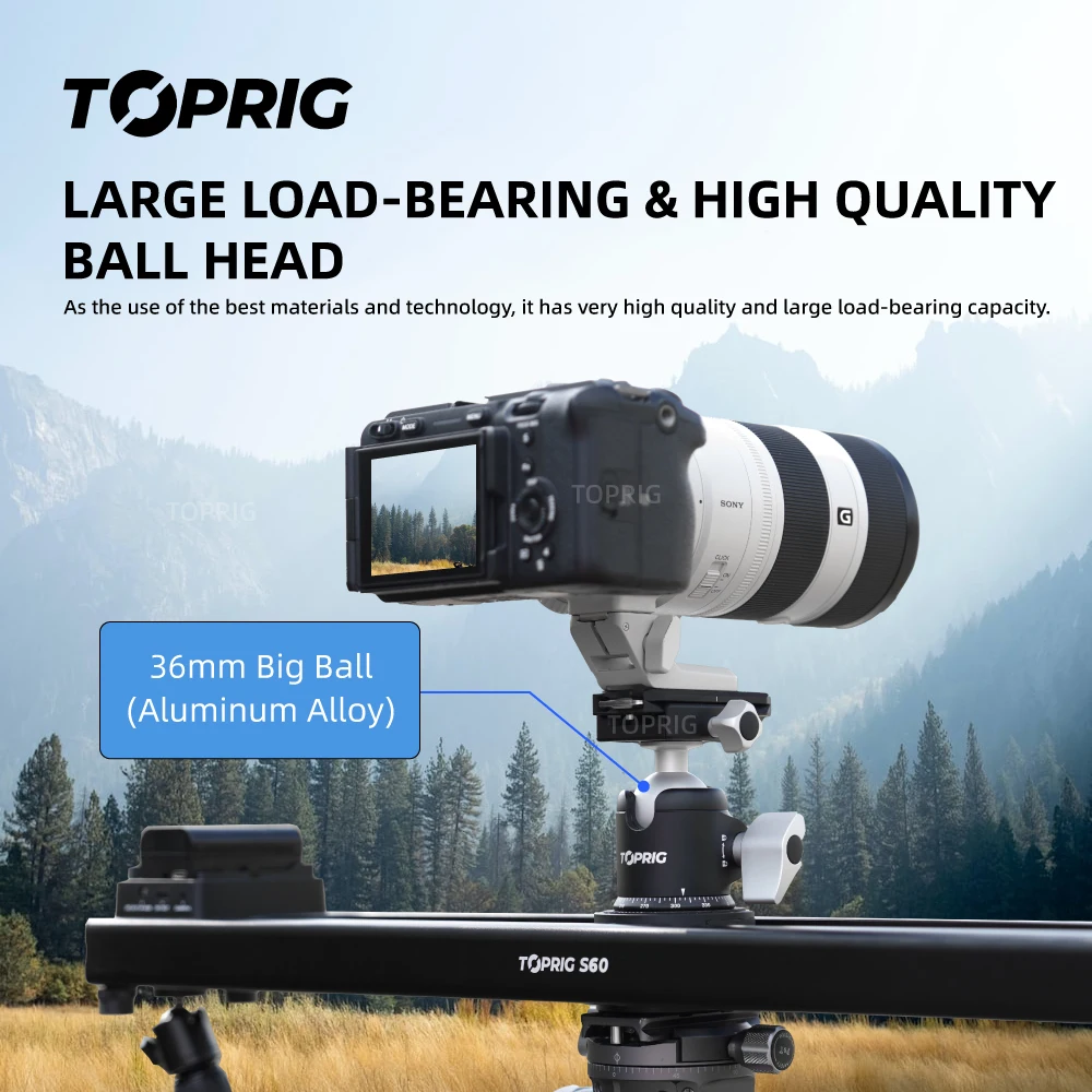 Toprig Ball head 3/8inch universal screw tripod head adapter rotating camera stand 360 degree Aluminum alloy for Digital cameras