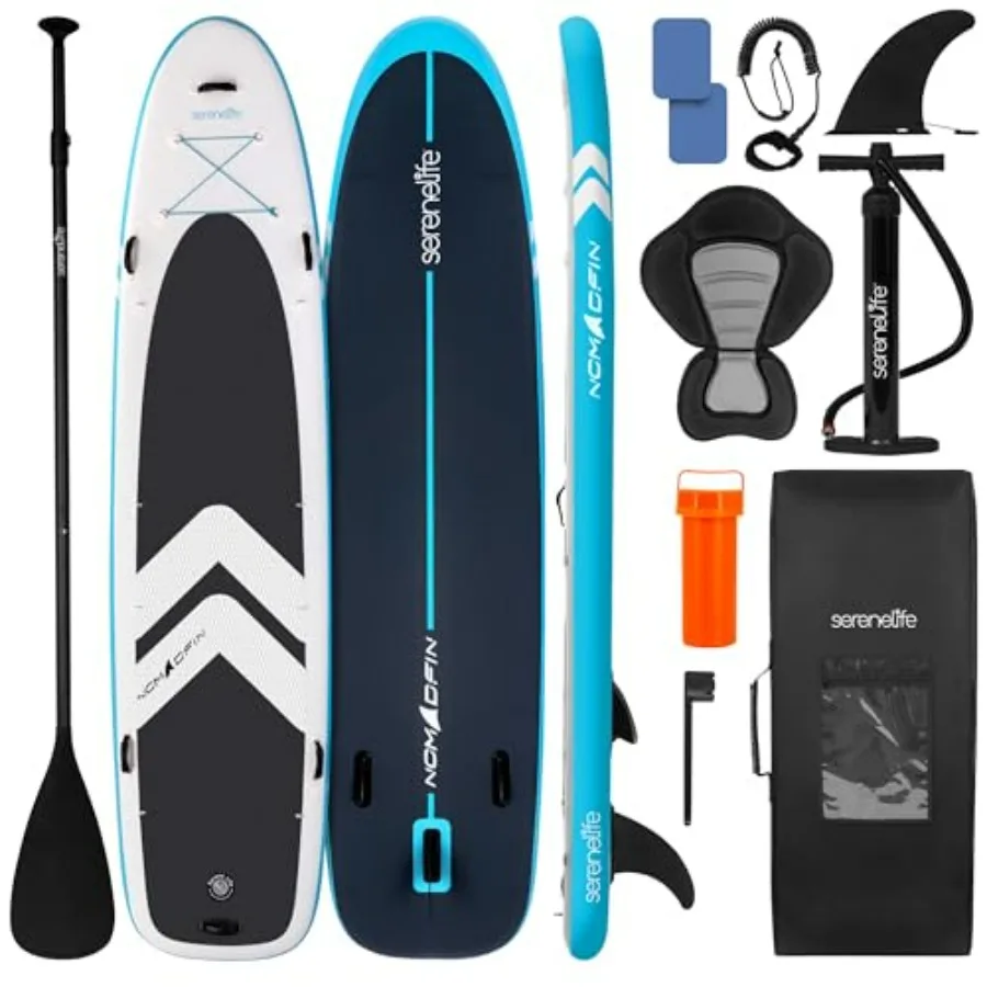 

XL Family Inflatable Paddle Board for 2 Adults 1 Child, 34 Wide Stable Design, Gray/Blue, Non-Slip EVA Deck Pad, 450 lbs Capaci