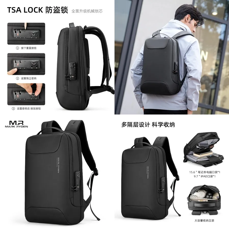 

【Новый стиль】Marco Leyden - новый противоугонный рюкзак, многофункциональный мужской рюкзак для бизнеса, с USB-зарядкой, сумка для компьютера 15,6 дюймов.