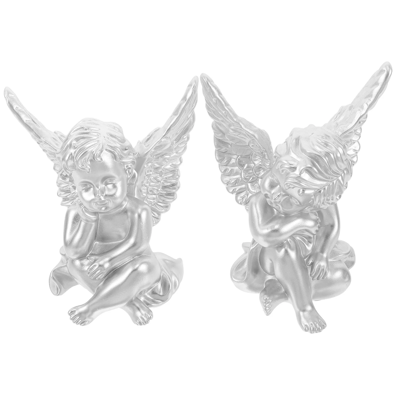 

2Pcs Angel Statue Decor Resin Indoor Home Art Piece Graceful Design for Bedroom Living Room Office Tranquil Aesthetic Gift
