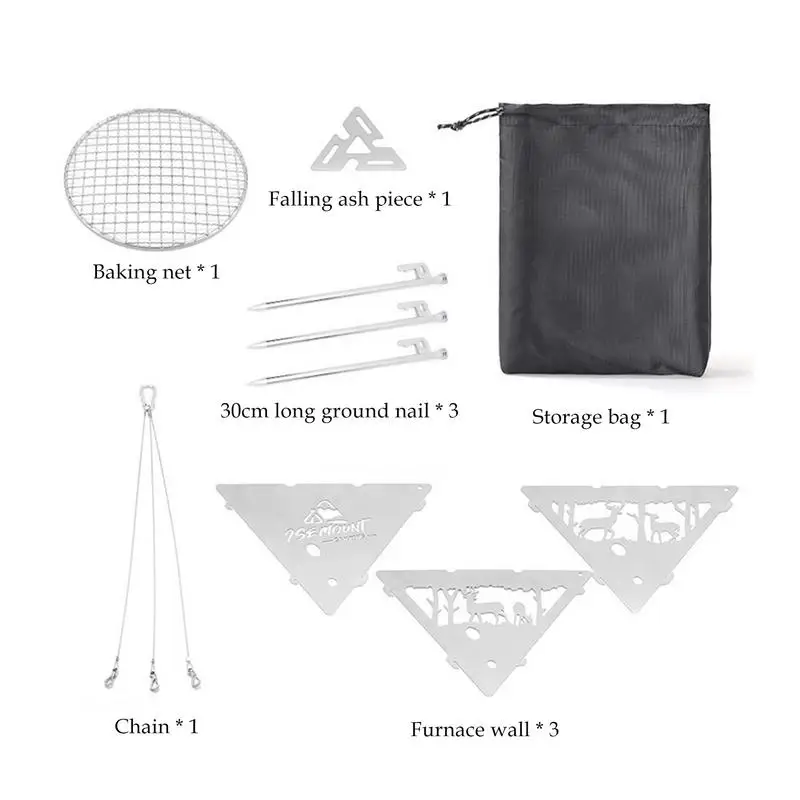 Camping Hanging  Triangular Burning Platform Outdoor Triangular Brazier Tripod BBQ Grill Folding Firewood Burner Bonfire Stove
