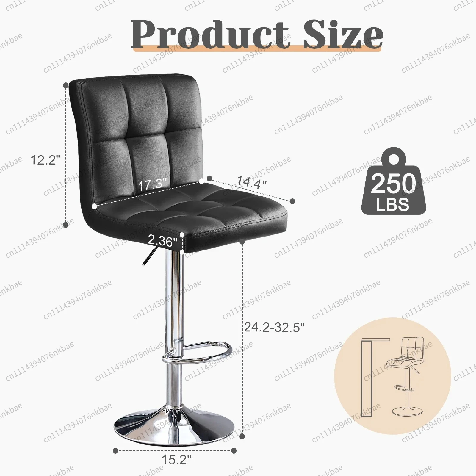 Light Luxury Modern Swivel Bar Chair with Backrest, Height Adjustable Bar Stools Suitable for Home Use