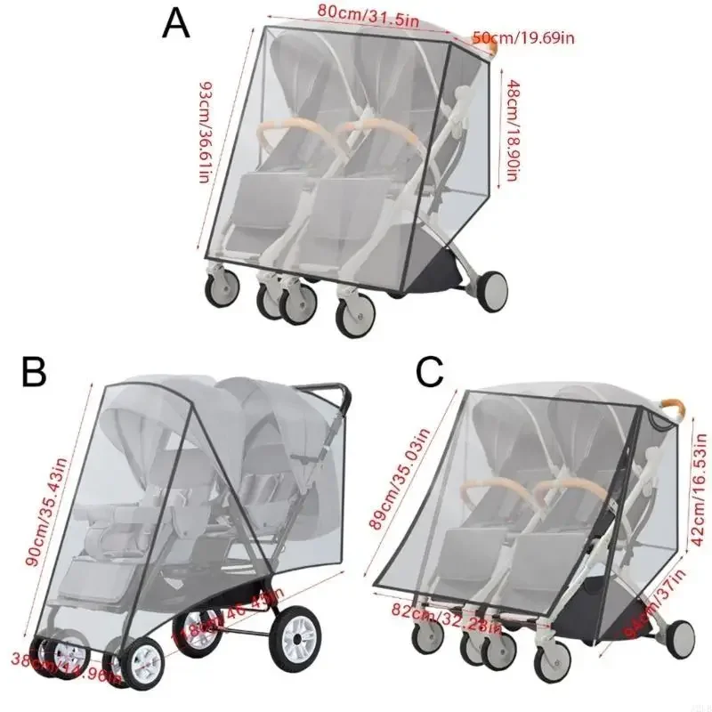 Universal Double Strollers Rain Cover Windproof Shield Case for Twin Baby A2UB
