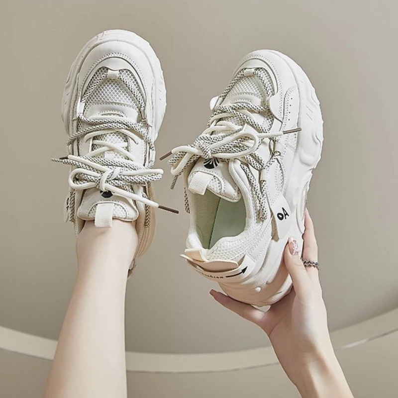 

​Trendy Women's Dad Shoes 2025 Spring Korean Design Ultra Lightweight Platform Sneakers for Height Boost Casual Outfits​