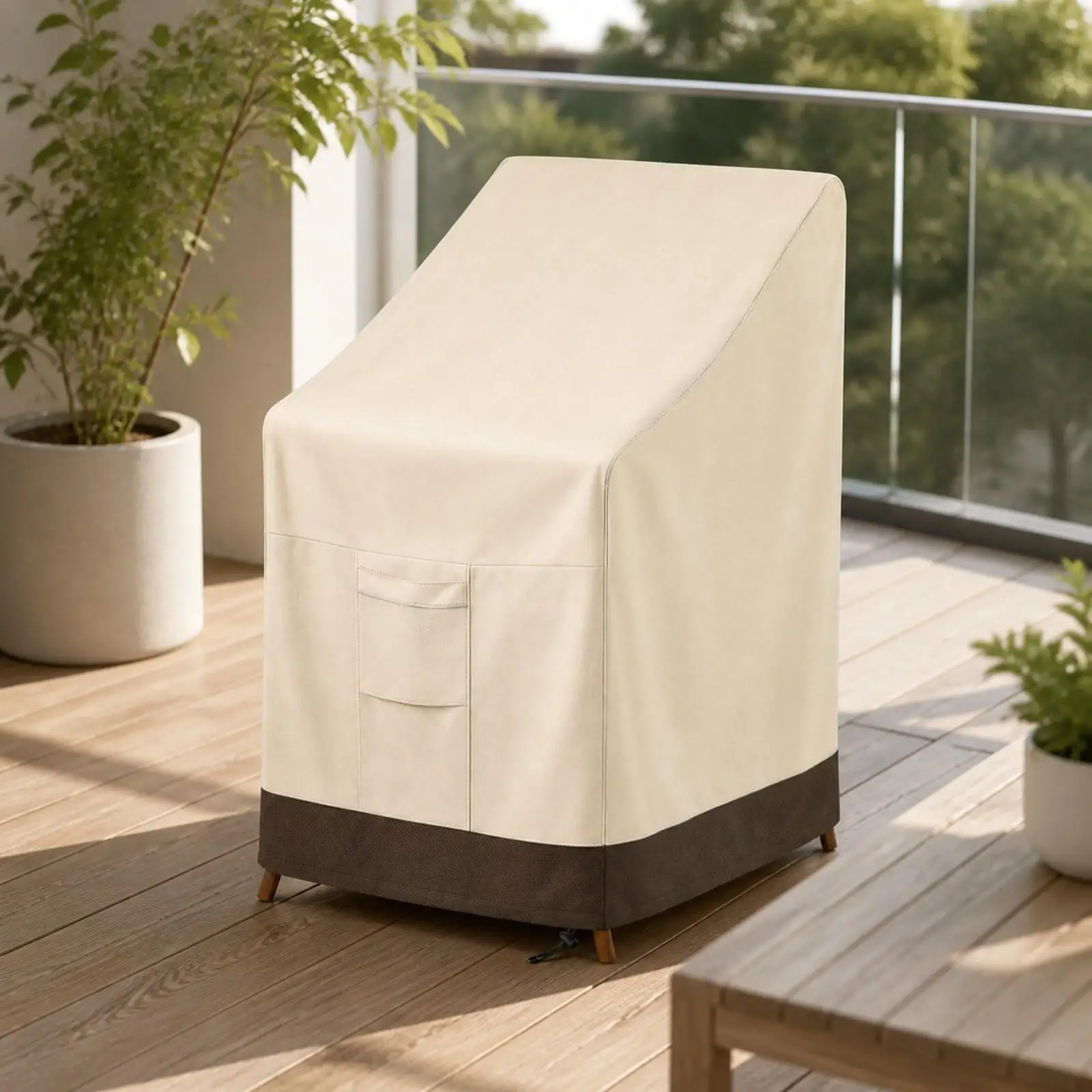 Stacking Outdoor Chair Cover Waterproof Oxford Cloth Patio Furniture Protector with Pocket Rain Guard for Garden Balcony