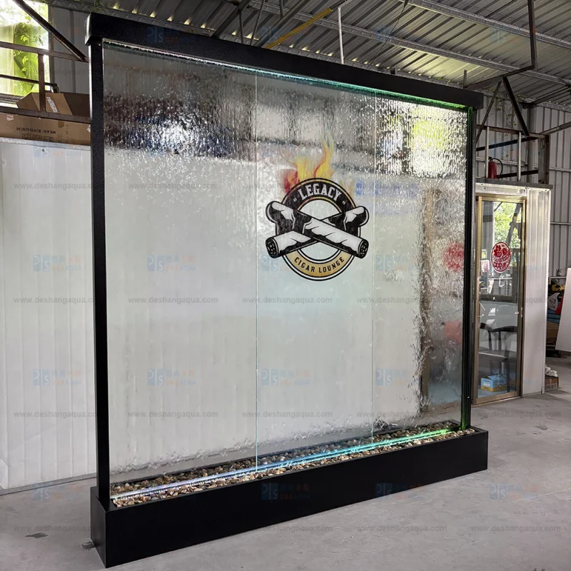 custom.Customized Contemporary Rectangle Glass Waterfall Fountain Spa Hotel Glass Wall Restaurant Shopping Mall I