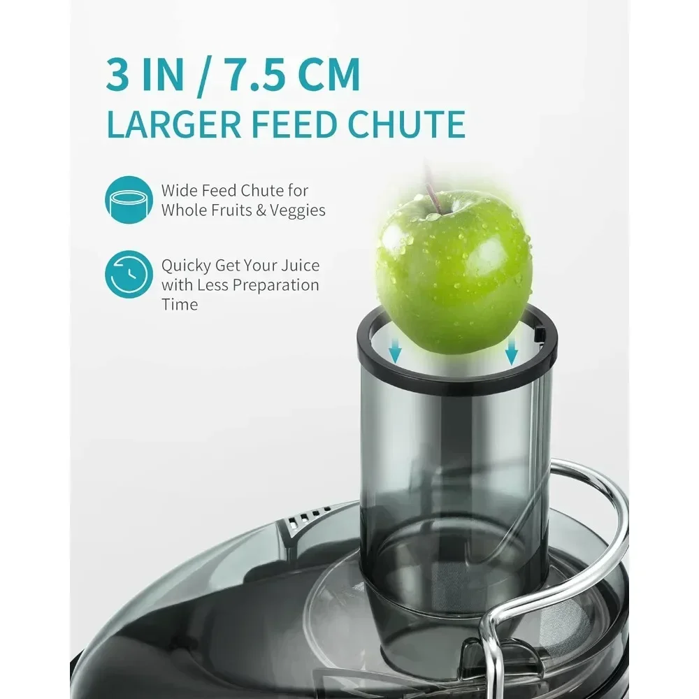 Juicer Machine, 800w Juicer with Big Mouth 3” Feed Chute, Dual Speeds Centrifugal Juice Maker for Fruits and Veggies, BPA Free