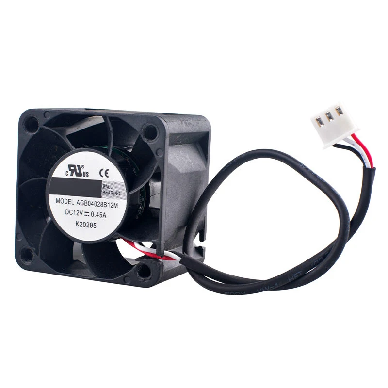 (2pcs) AGB04028B12M Dual Ball Bearing Cooling Fan 4cm 40mm 40x40x28mm DC12V 0.45A 3-Pin for 1U2U Power Supply