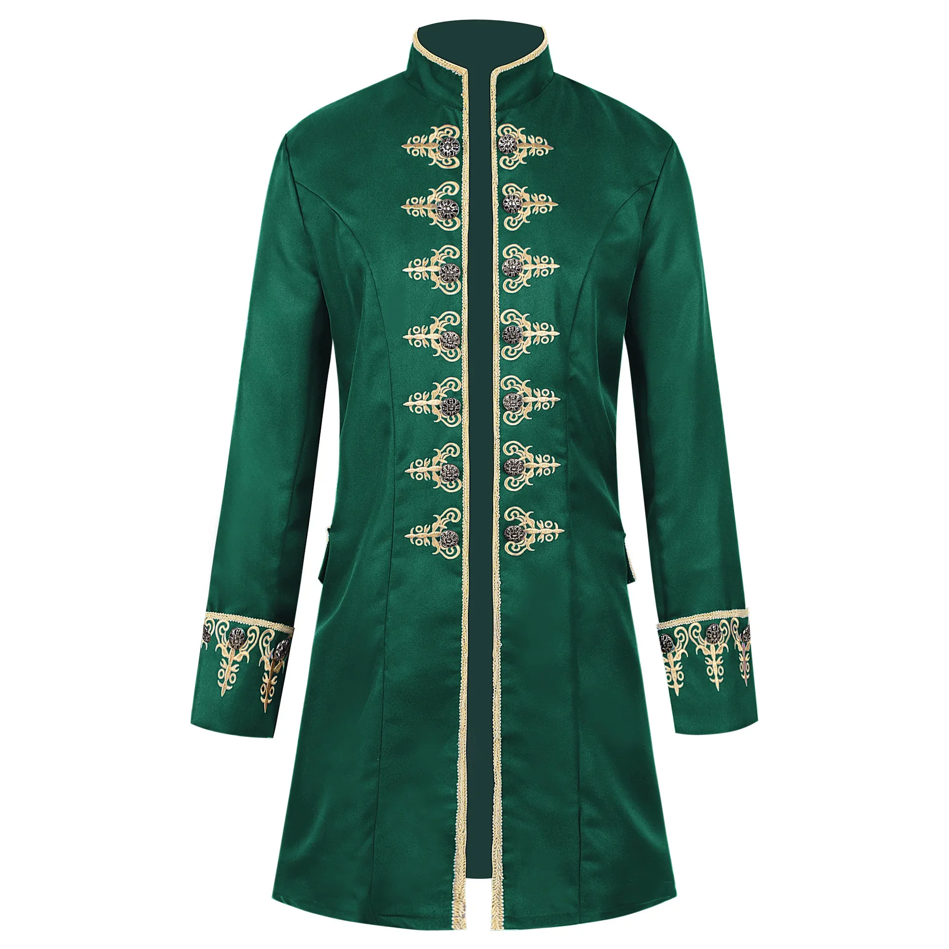 Vestido Medieval Noble de talla grande para hombre, abrigo con cuello levantado y frente abierto, disfraz del rey rococó, abrigo victoriano renacentista para Halloween