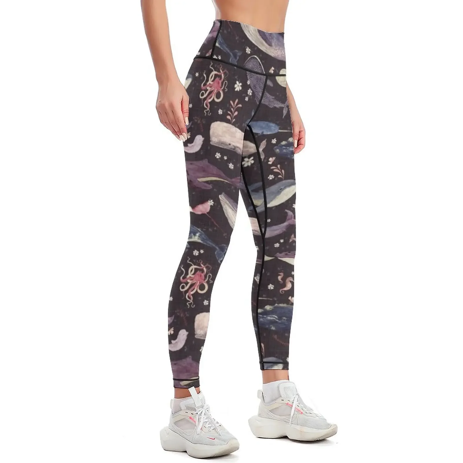 Whale's song grape Leggings legging gym jogging pants gym top Womens Leggings