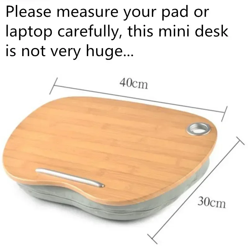 Laptop-Minitisch, multifunktionaler Ständer für Pad/Telefon/Buch, tragbares Picknick/Camping/Sofa, Kissen, Sitzkissen, Tasse, Holztablett