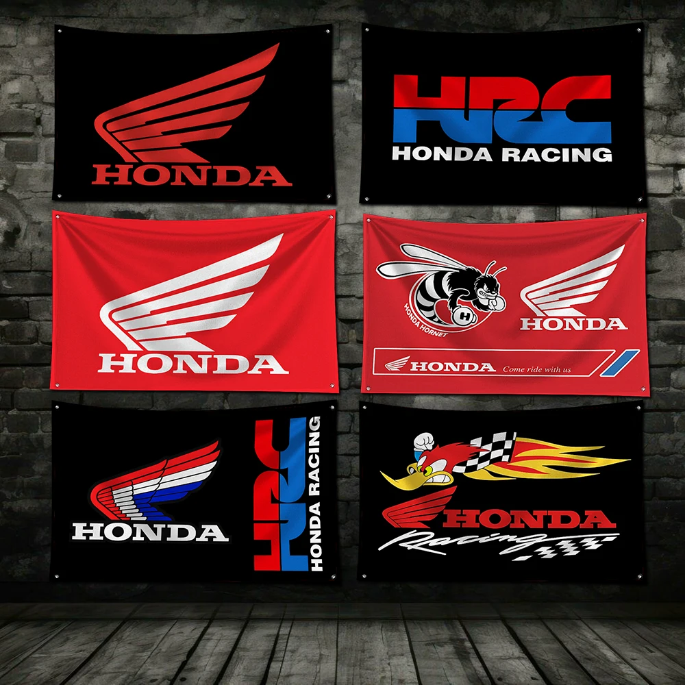 3x5 Ft HRC Motorcycle Flag Polyester Digital Printing Banner for H-hondas Garage Wall Art Out Door Decoration With Brass Grommet