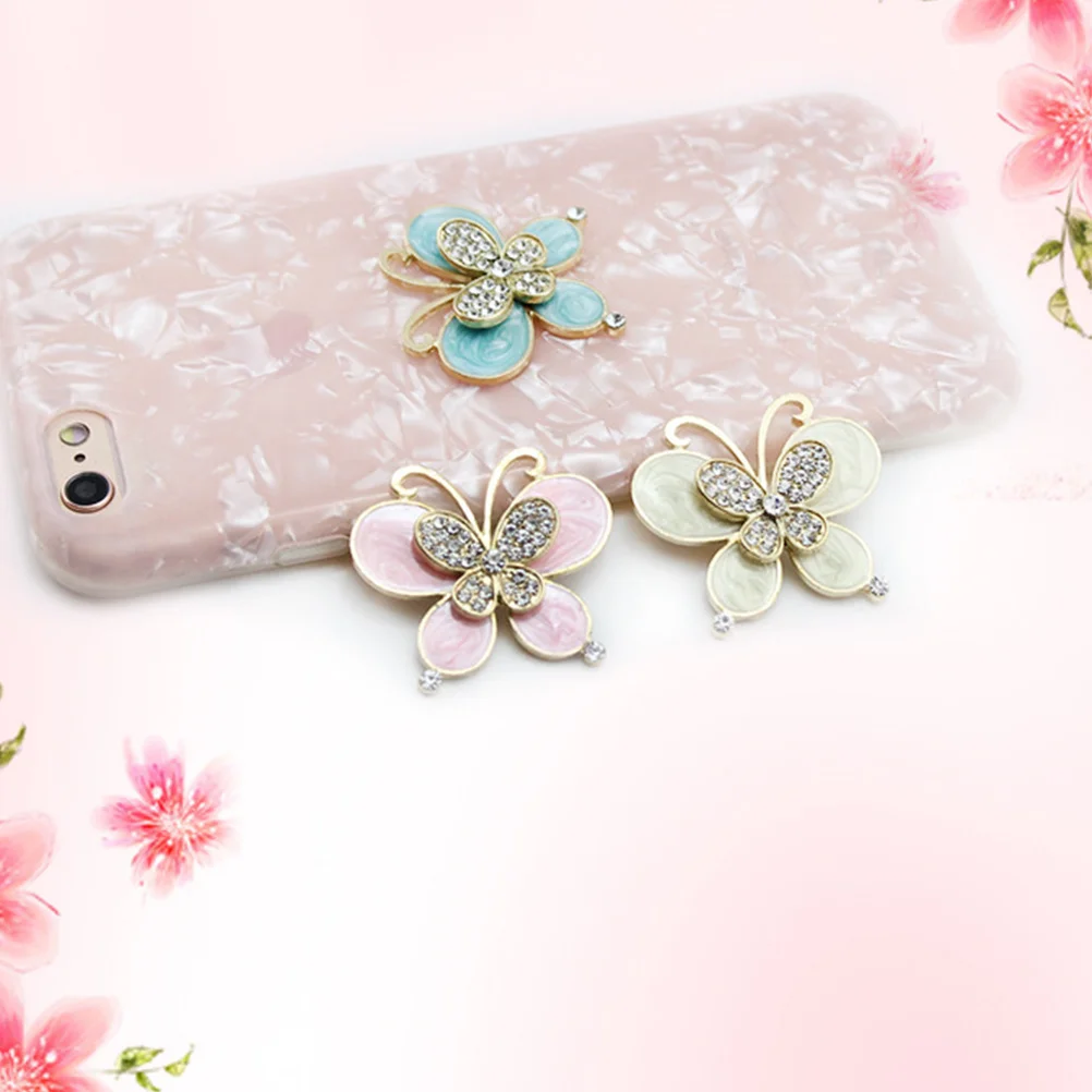 

3pcs Phone Case Rhinestones Decor Alloy Diy Jewelry Accessories Sticker For Mobile Case Decoration White Stylish Upgrade