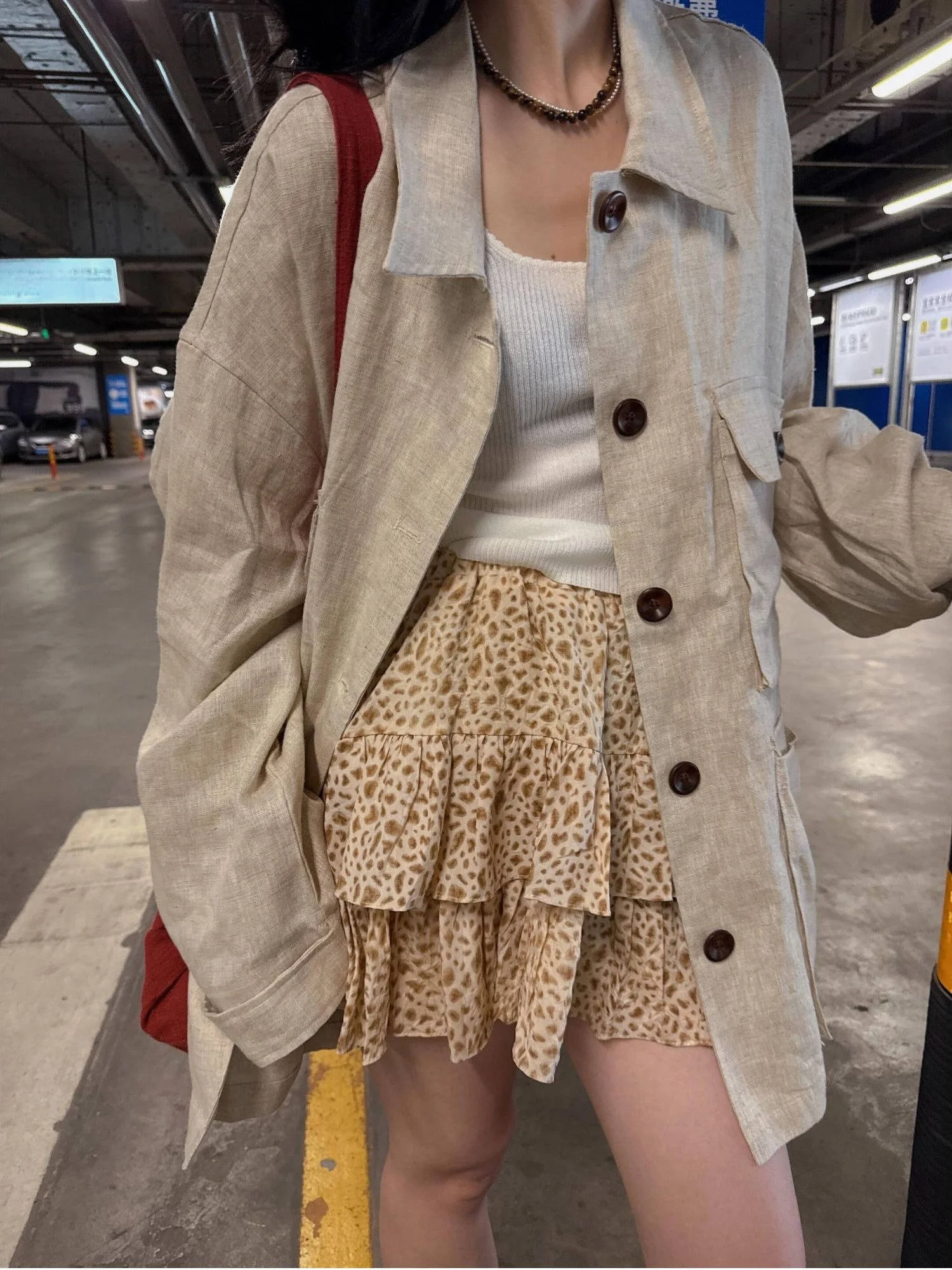 Casual Loose Long Sleeve Shirt Coat Women's Mid-Length Oversize Sun Protection Open Cardigan Top with Big Pockets Cotton Blend