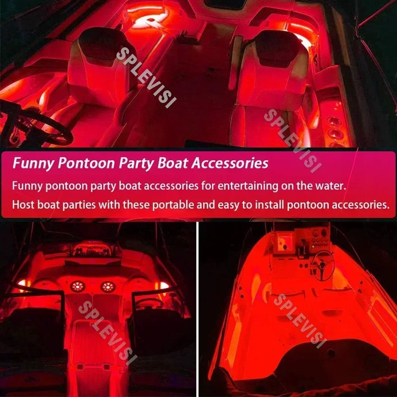 Remote 16FT/5M Pontoon Boat Marine Led Light Strip Boat Sailboat Kayak Boat Deck Light Accent Light Interior Lights,Re +Clips