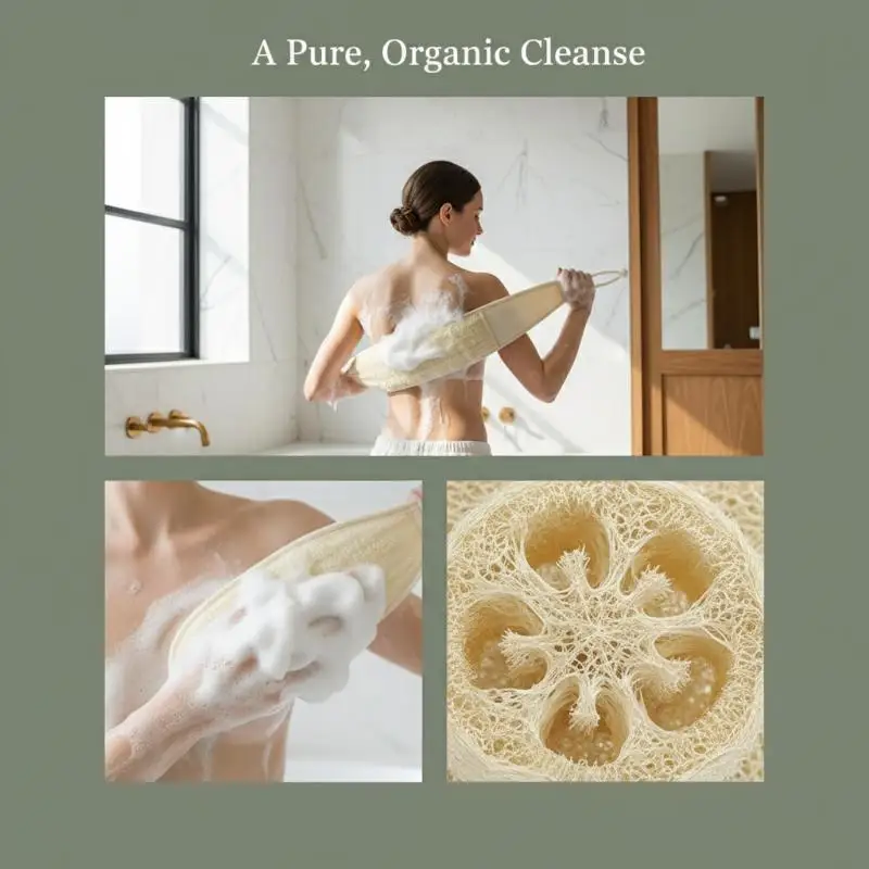 Exfoliating Back Scrubber Natural Flax Fiber Durable Soft Exfoliation Bath Brush Ideal Gift for Family Friends