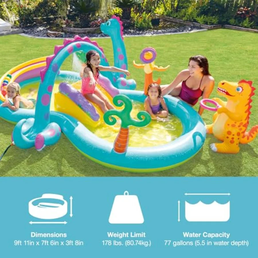 ディノランド 裏庭用インフレータブル幼児用プールと海洋インフレータブルプール キッズプレイセンター インフレータブルプールスライドとウォータースプレー付き
