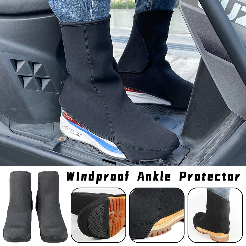 

Adjustable Waterproof Ankle Brace Cover Shoe Cover For Motorcycle Scooter Electric Vehicle Cycling Foot Cover Prevent Splashing