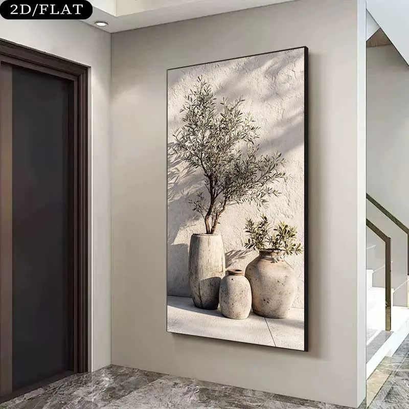 1pc frameless Canvas Painting 2D Flat 1pc Large Mediterranean Modern Canvas Artwork Prints, Unframed Abstract Olive Tree Canvas