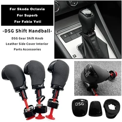 For Skoda Octavia Superb Yeti DSG Gear Shift Knob Leather With DSG LOGO Car Parts Gear Shift Head