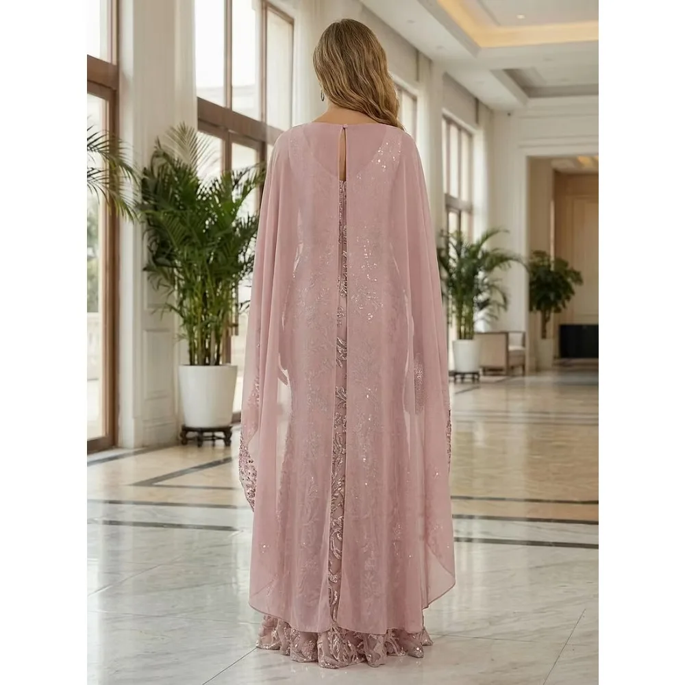 Customized Cape Sleeves Mother of Birde Dresses 2026 Shawl Long Women‘s Wedding Party Attire Gowns Bow Elegant Evening Dress