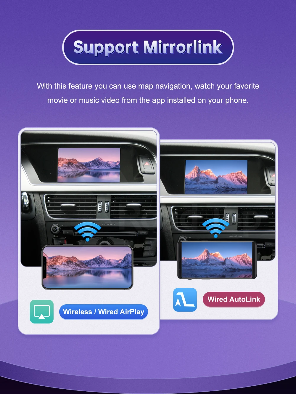 Kabelloses Carplay für Audi A4 B8 A5 Q5 2009-2015 Unterstützt Android Auto AirPlay Mirroring Rückfahrkamera USB Auto-Player – Detail 10