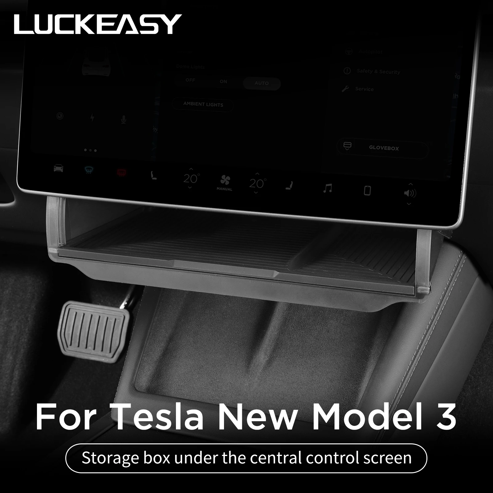 For Tesla Model 3 Highland Car Storage Box Hidden Storage Organizer Tray Under The Central Control Screen 2024 Auto Accessories