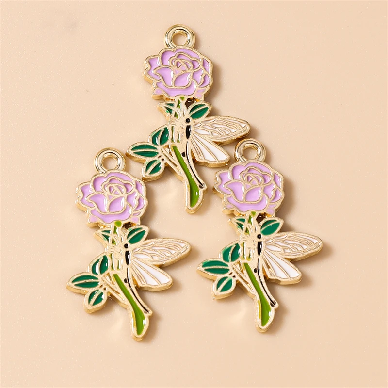 20 Stück 18x28mm Niedliche Emaille-Rosenblüten-Anhänger für die Herstellung von Halsketten, Ohrringen, Armbändern, DIY-Bastelarbeiten, Schmuckzubehör – Detail 7