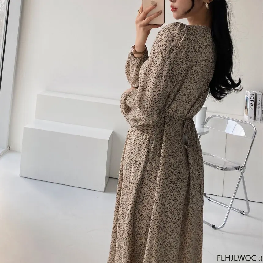 2023ขายร้อนผู้หญิง Vestidos แฟชั่นสำหรับผู้หญิงเกาหลีเก๋สไตล์ญี่ปุ่น V คอเดี่ยวปุ่ม Elegant Dress KAOS Panjang