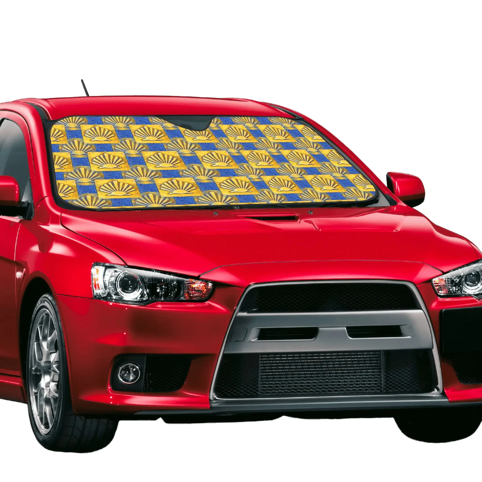 Camino De Santiago Scallop Shell Car Front Windshield Sun Visor UV Protection Car Sun Shade Aluminum Foil Car Sunshade