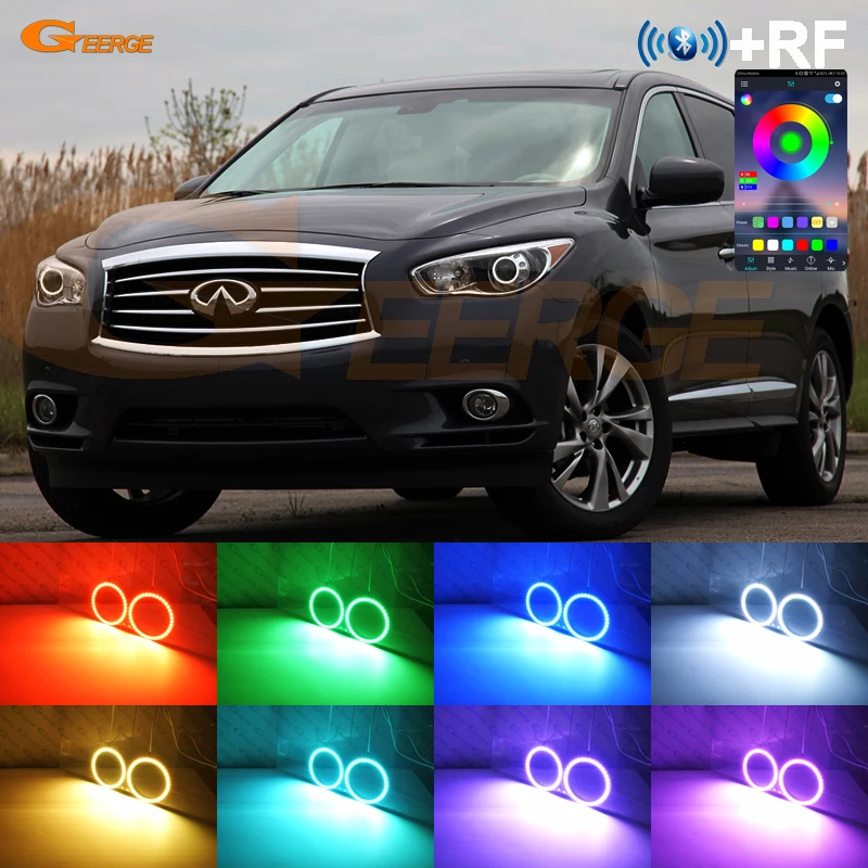 

For Infiniti QX60 JX35 2012 2013 2014 2015 RF Remote BT App Multi-Color Ultra Bright RGB LED Angel Eyes Kit Halo Rings