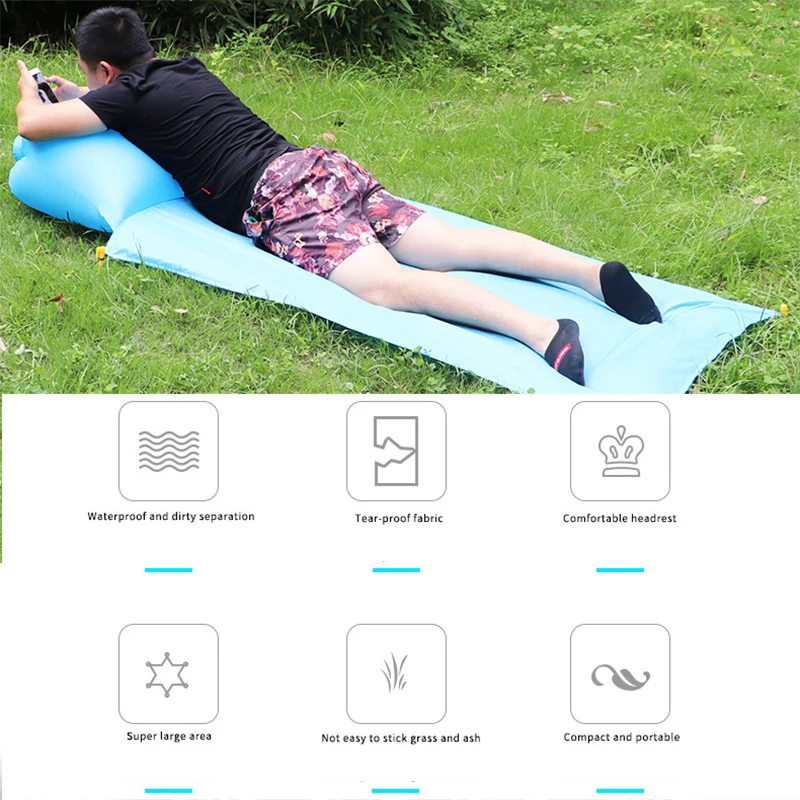 Outdoor portable sofa quick inflatable with pillow waterproof mat lazy bag beach sofa multi-use