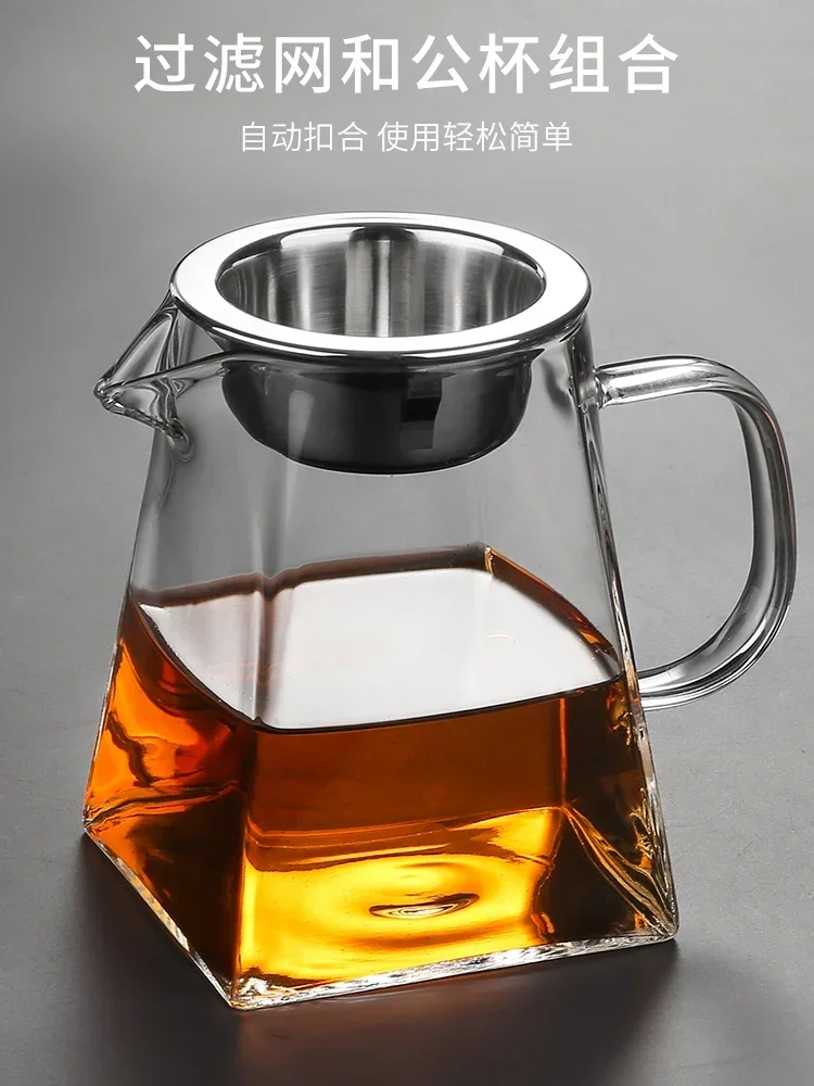 heat-resistant tea strainer, integrated tea set, Japanese stylepouring  with tea filter square shaped public cup